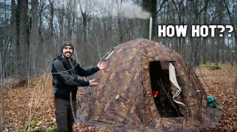 Solo Overnight Camping with Giant Woodstove and Tent