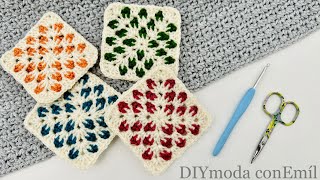 Cuadrado Granny a Crochet tejer y unir paso a paso