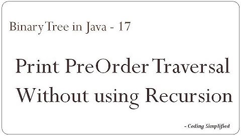 Binary Tree in Java - 17: Print PreOrder Traversal without using recursion