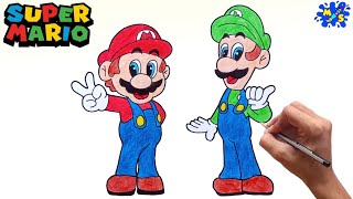 How to draw Super Mario Bros Mario and Luigi || Step by Step