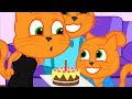 Cats Family in English - Mom's Birthday Cartoon for Kids