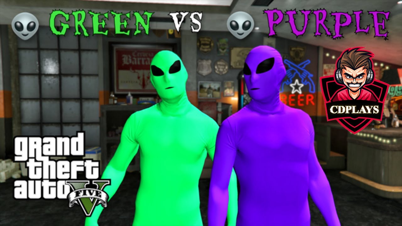 GTA 5 Online Alien War ( Green vs Purple ), Funny moments , Best Moments , Green alien gone rogue!!!