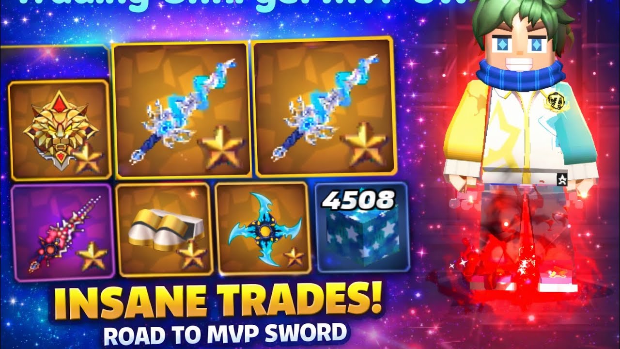 TRADING Until I Get MVP Sword! 😱 | INSANE Trades in Blockman Go Skyblock