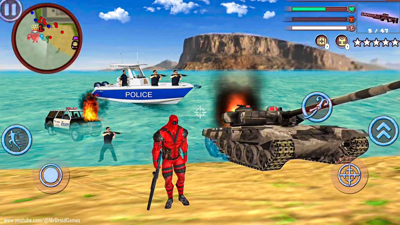 Deadpool Rope Hero Vice Town: Fun at NY City Beach - Android Gameplay