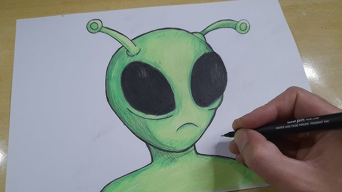 Tentando fazer um alien fofo, eu desenho no mouse, to penando pra fazer uns  planetas :\ : r/RabiscosBr