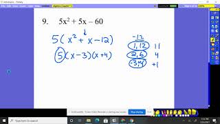 Algebra Chapter 10 Practice Test 2 #9-12