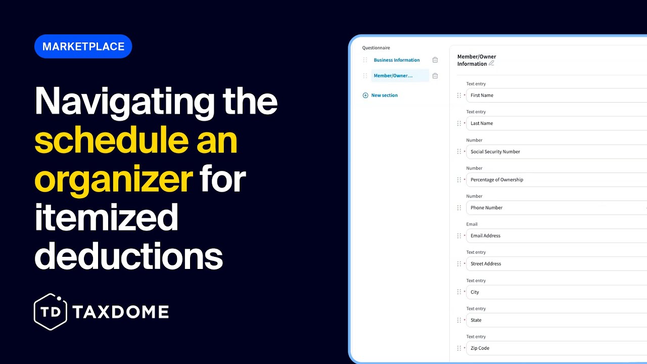 TaxDome Marketplace - Schedule A Organizer - Itemized Deductions