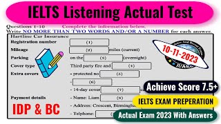 IELTS Listening Actual Test 2023 with Answers | 10.11.2023