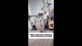 Man crashes vehicle into police station while blasting Guns N Roses