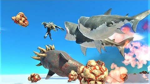 WAR BATTLE !! Mutant megalodon army vs ALL UNITS ARBS animal revolt battle simulator