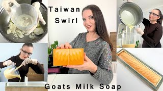 How to make Goat milk soap with a Taiwan swirl design scented and coloured with natural ingredients