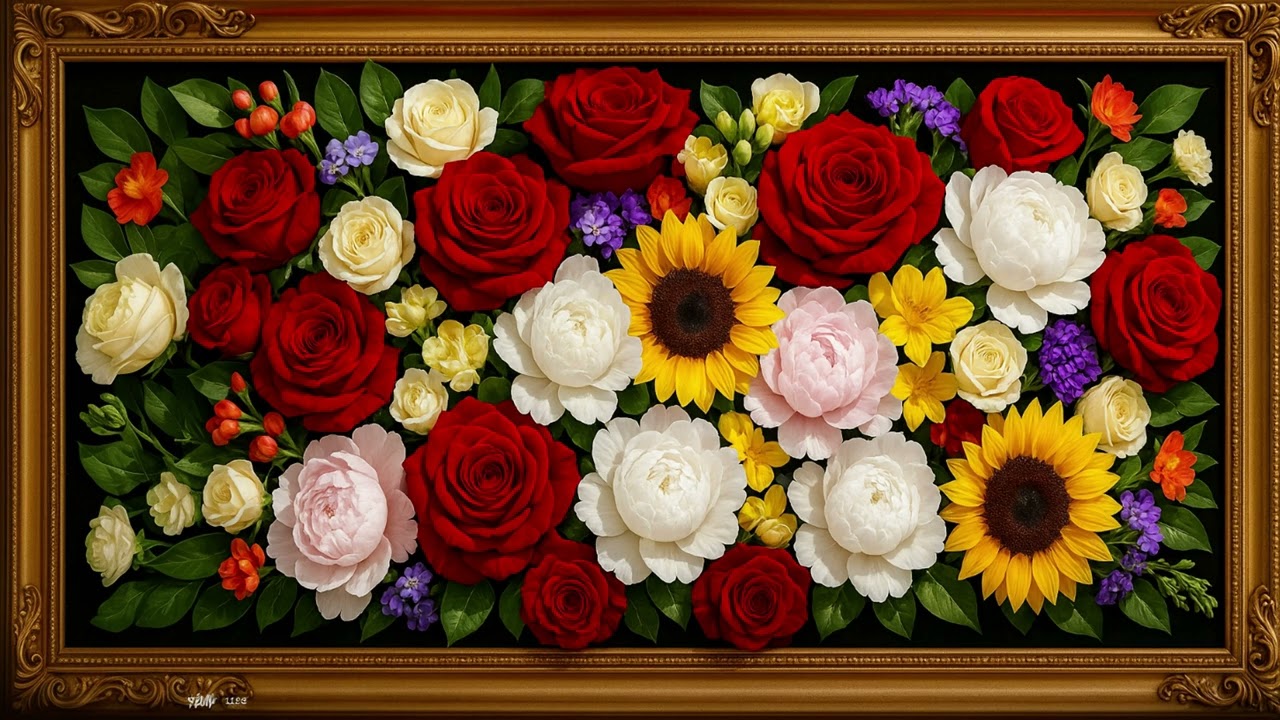 Velvet Roses – Super Realistic Flower Painting for The Frame TV | Classic Wood Frame Art