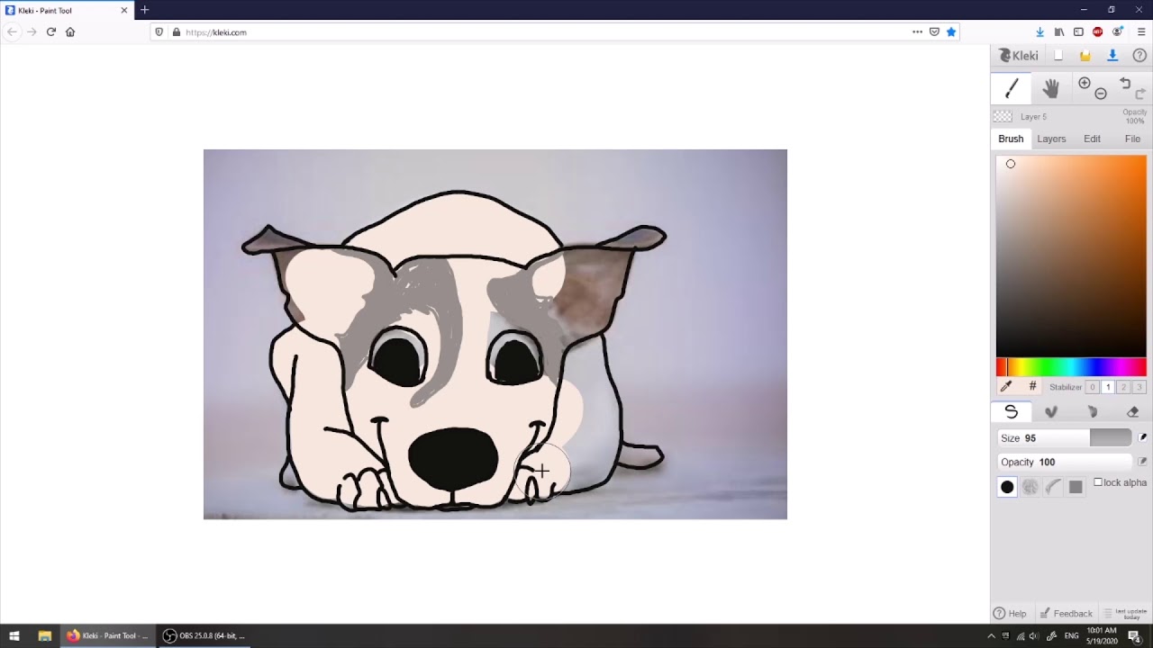 Simple cute dog drawing with Kleki 