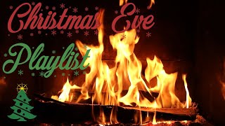 Christmas Eve Fireplace Fire w/ Gold Flickering Flames and Crackling Fire Piano music