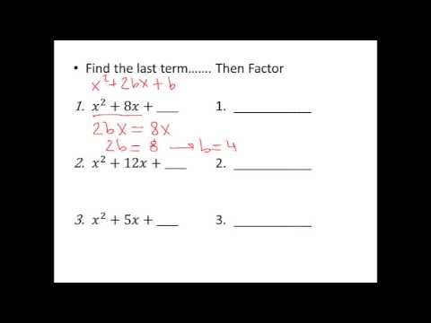 Finding the last term of a perfect square trinomial - YouTube