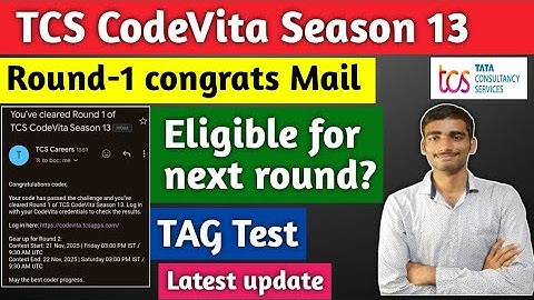 TCS Codevita Round-1 congrats mail out 🎉 Eligible for next round #tcscodevita #tcs