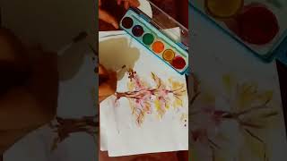 رسم شجرة بالألوان المائية