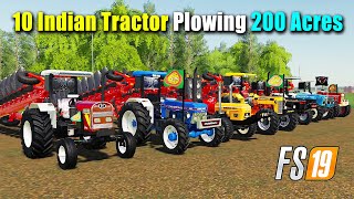 10 Indian Tractor Plowing 200 Acres Field, 300 Acres Cotton Harvest, FS19 Hindi Gameplay