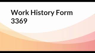 Work History Form Preparation  Social Security Disability