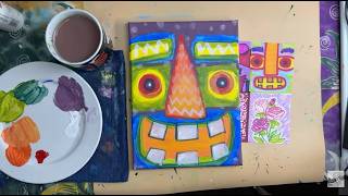 How to Paint an Abstract Face - Easy Acrylic Painting Tutorial for Beginners