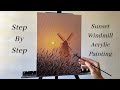 How to PAINT Sunset Windmill | ACRYLIC PAINTING | STEP by STEP