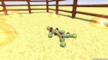 Framsticks: "Food finder 4 leg" -  a land creature seeking food using smell receptors