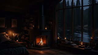 Stress-Free Sleep - Cozy Cabin with Rain and Fireplace Ambience - Your Ticket to Serenity 💧🔥