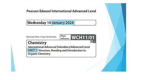 Unit 1 January 2024 -  AS Chemistry Edexcel -  Dr  Hanaa Assil