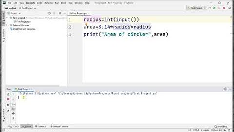 How to find AREA of CIRCLE in Python using PyCharm by Nabeel Yousaf