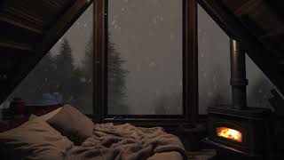 Feel the Coziness of Attic and Sounds of Winter - Snow, Wind and Fireplace | ASMR Relaxing Vibes