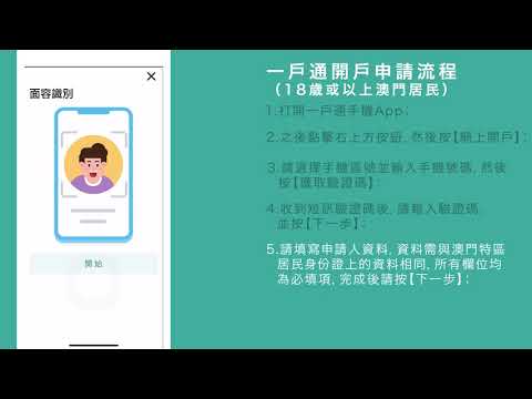 一戶通開戶申請流程(18歲或以上澳門居民)