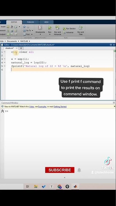 How to take natural log (ln) in MATLAB programming language? #shorts ...