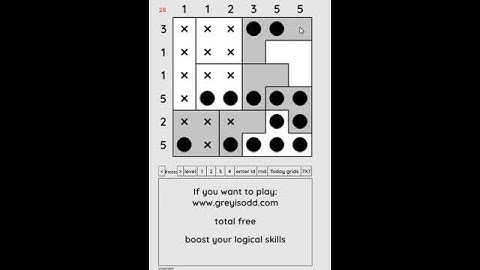 Grey is Odd - Today grids. Solution level 1 6X6 dated 09-05-2024 #logicpuzzles #logicgames  #games