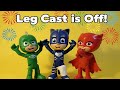 Catboys Leg Cast is Off! - PJ Masks Toys Videos in English