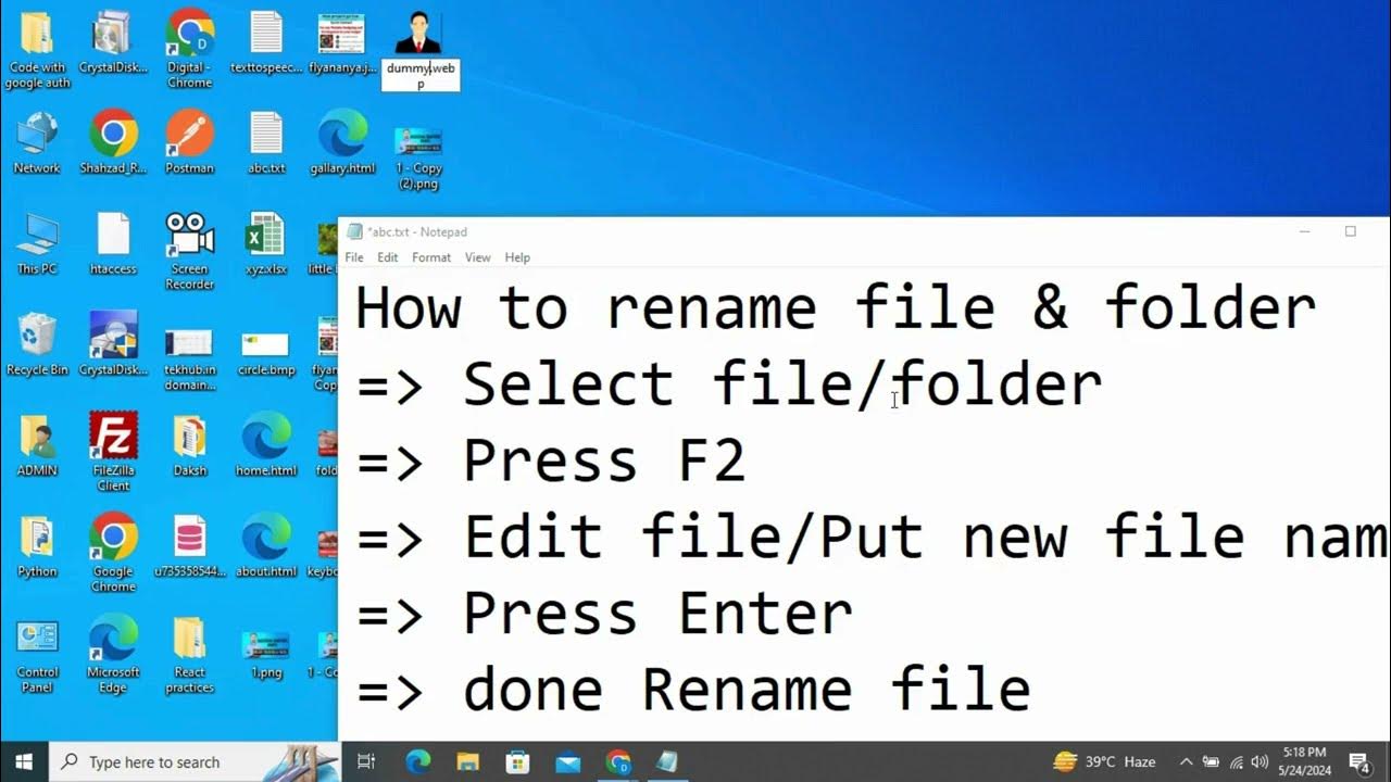 How to rename file and folder - YouTube