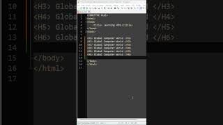 HTML Headings Explained 🔥| H1 to H6 Tag in HTML #html #htmlshorts @GlobalComputerWorld