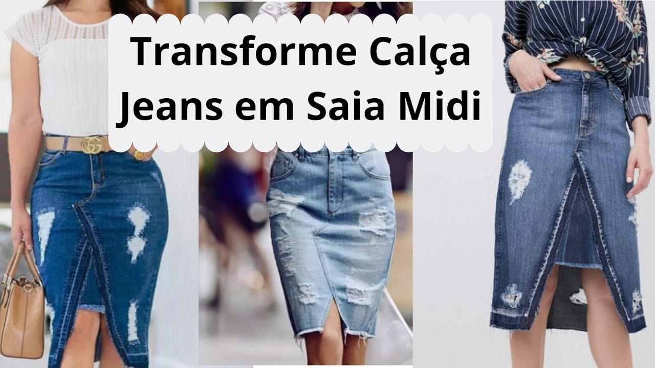 customizar calça jeans em saia