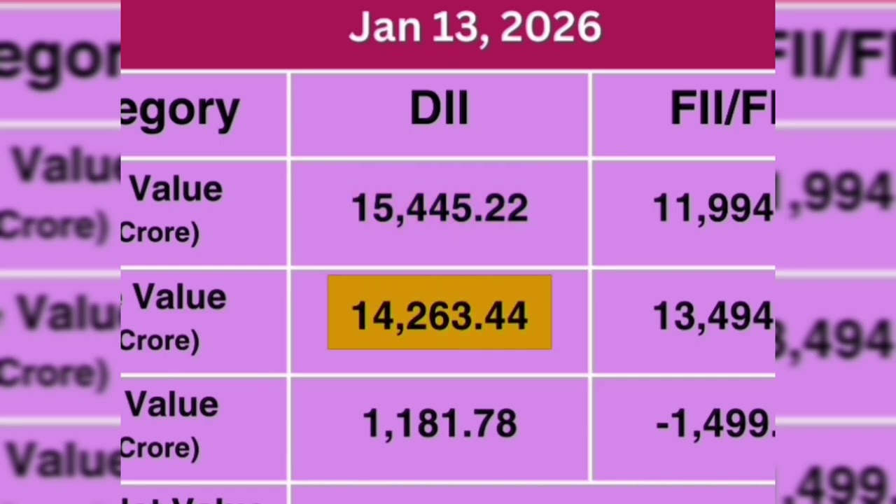 Today's FII DII activity in share market | 13 Jan 2026 | 