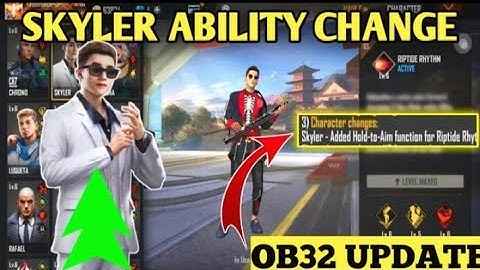 Skyler character ability change after ob32 update| Skyler ability change| Skyler ability free fire