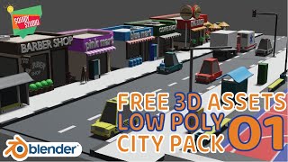 Tutorial Blender Indonesia | FREE 3D ASSETS Low Poly City Pack 01
