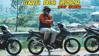 PERTAMA KALI PAKE BUSI NGK IRIDIUM IX | GANTI BUSI IRIDIUM DI SATRIA FU BORE UP