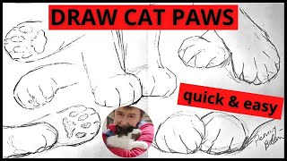 How to Draw Cat Paws Easy  quick pose gesture sketch for beginner kitty artist, simple practice art