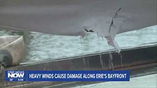 Heavy Winds Cause Damage Along Erie's Bayfront