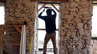 #39 Installing window frames on our stone house!