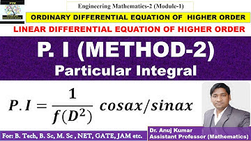 Particular integral | Method-2| Linear Differential Equation of Higher Order | PI Case 2