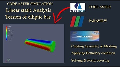 Torsion analysis of elliptical bar using code aster|salome meca tutorial|paraview tutorial