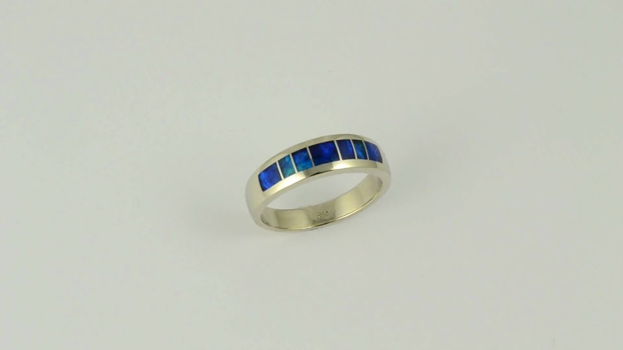 Blue Australian Opal Inlay Ring