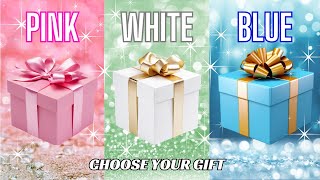 Choose your gift🎁😍💙💖 #chooseyourgift #pickonekickone #3giftbox #pink #white #blue #giftbox