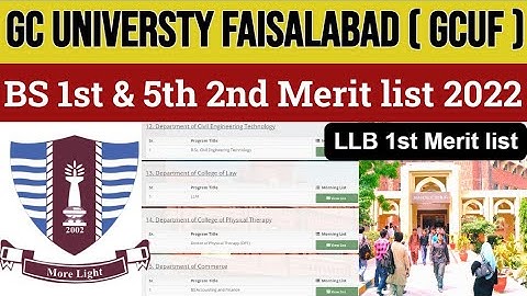 When GCUF BS 2nd Merit List  & 1st LLb merit List 2022 will Uploaded ??#gcu #gcuf #meritlist2022