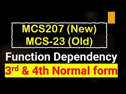 mcs207 DBMS_function dependency 3rd normal 4th Normal Form | Solved Questions mcs-023 | mcs23